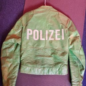 Polizei German motorcycle Green leather jacket